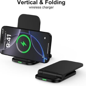 15W Fast Wireless Charger Stand – Foldable 3-Coil Charging Station for Samsung Galaxy S25/S24/S23 & iPhone 16/15/14