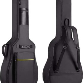 CAHAYA 41 Inch Acoustic Guitar Gig Bag - 0.35 inch Padded, Water-Resistant 600D Oxford Case with Dual Shoulder Straps, Back Hanger Loop & Accessory Pockets (Black CY0152)