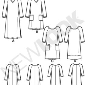 New Look Misses' Knit Dress Sewing Pattern (U06298A) - Easy V-Neck or Scoop Neck Design with Sleeve & Length Options