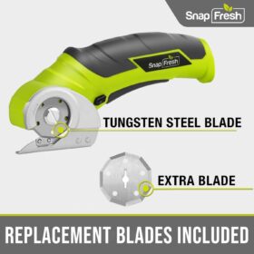 SnapFresh 4V Cordless Electric Scissors – Automatic Mini Box Cutter & Rotary Fabric Trimmer with Safety Lock (Green)