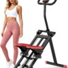 Compact Foldable Stair Stepper with Resistance Bands – Ultra-Quiet Home Cardio Machine with LCD Monitor, Non-Slip Pedals, and 3 Adjustable Height Levels