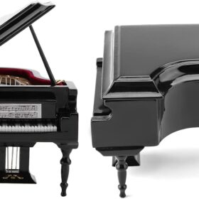 Pwshymi Exquisite Miniature Grand Piano – Wooden Dollhouse Model, Elegant Desk Décor & Musical Cake Topper