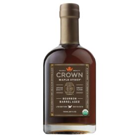 Crown Maple Bourbon Barrel Aged Organic Maple Syrup - 25 Fl Oz - 100% Pure, Grade A Dark Color & Rich Taste - Perfect for Pancakes, Waffles, Coffee, Cocktails, and Glazes