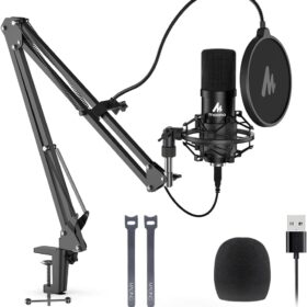 Maono AU-A04 USB Condenser Microphone Kit with Professional Sound Chipset, 192kHz/24Bit Plug & Play Metal Mic for Podcasting, Gaming, and Recording