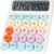 Mechanical Switch Desktop Calculator - 12-Digit Large Display, Typewriter Style Calculator with Ergonomic Round Keys, Dual Power (Pink/White)