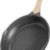 JEETEE 8 Inch Stone Coated Nonstick Frying Pan - Induction Ready Skillet with Heat-Resistant Handle & Eco-Friendly Marble Coating (Grey)