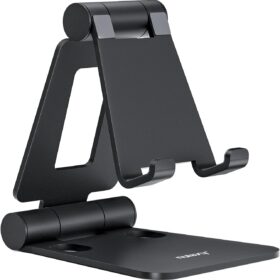 Nulaxy Aluminum Foldable Cell Phone Stand - Adjustable Desktop Holder Compatible with iPhone, Samsung, Nintendo Switch, and All Smartphones (4-8 Inch)