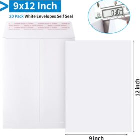 20 Pack 9x12 Self-Seal Catalog Envelopes - Premium White Manila Mailing Envelopes with Peel & Seal - Heavy Duty, Printable Shipping Supplies for Home and Office