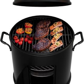 Char-Broil 16-Inch Bullet Charcoal Smoker - Black Porcelain Heavy-Duty Outdoor BBQ Grill with Temperature Control
