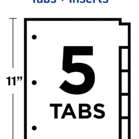 Avery 5-Tab Big Tab Binder Dividers – 6 Sets of Multicolor, Insertable Index Tab Dividers with Reinforced Holes (11109)