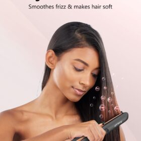 2-in-1 Hair Straightener and Curler – 1 Inch Titanium Flat Iron with Ionic Technology, Dual Voltage & Heat-Resistant Silicone for Frizz-Free, Shiny Hair