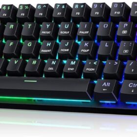 CACKBIRD Portable 60% Mechanical Gaming Keyboard – Ultra-Compact Wired 61-Key Keyboard with Tactile Blue Switches, RGB LED Backlit, USB-C for PC, Mac, Xbox (Black)