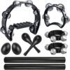 10-Piece Rhythm Band Set: Premium Wooden Percussion Instruments for Church, Choir, Classroom & Party - Includes Tambourines, Maracas, Egg Shakers, and More