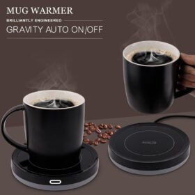 BESTINNKITS Smart Coffee Cup Warmer & Mug Set - Gravity Induction Auto On/Off Desk Heater for Coffee, Tea, & Wax Melts (131°F)