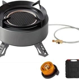 Pro-Grade Portable Camping Stove – High-Output 12800W Stainless Steel Backpacking Stove with Piezo Ignition & Foldable Design for Emergency Kits, Hiking, and Outdoor Cooking