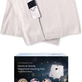 ThermoRelief King Size Clinical Grade Heating Pad - Auto Moist Heat for Back Pain, Muscle Cramps & Arthritis - Extra Hot Weighted Electric Pad with 4 Temp Levels & Timer