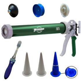 Newborn 620AL-Green 18:1 Thrust Round Rod Caulk Gun – 20 oz. Sausage & Bulk Capacity Aluminum Barrel with Accessories