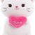 14inch Thank You Cat Plush, Soft White Kawaii Stuffed Animal Pillow, Cute Hugging Kitten Toy Gift for Kids & Adults