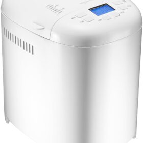 Amazon Basics 2 LB Programmable Bread Maker – 14-in-1 Non-Stick Automatic Machine with LCD Display, Gluten-Free & Dough Settings, White