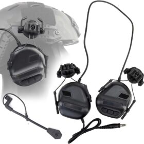 ATAIRSOFT Tactical Helmet Headset with Detachable Microphone - Rail Mount Communication Earmuffs for Airsoft, Hunting & Outdoor Sports (Non-Electronic, Black)