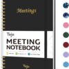 Taja Meeting Notebook – 160-Page Professional Project Planner & Agenda Organizer with Action Items, 6.9" x 9.9" Black Hardcover