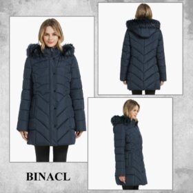 BINACL Women's Thickened Winter Parka Jacket - Warm Long Puffer Coat with Pockets (Sizes XS-3XL)