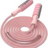 FITMYFAVO Adjustable Cotton Weighted Jump Rope for Fitness – Non-Slip Foam Handle, Durable 9ft Cardio Skipping Rope for Women, Men & Kids (Pink)
