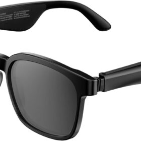 Oraolo Smart Audio Glasses - Polarized Bluetooth 5.3 Sunglasses with Open-Ear Speakers, Noise Cancelling Mic, UV400 Protection, and Voice Control for Outdoor Sports (Black)