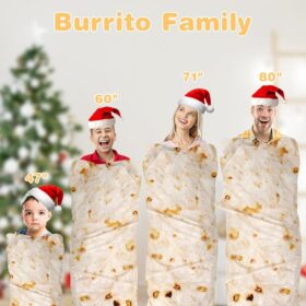 LetsFunny Realistic Burrito Tortilla Blanket - Soft Flannel Food Throw for Adults, Teens & Kids - Fun Novelty Taco Wrap Bedding
