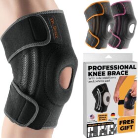 Dr. Brace Elite Knee Brace for Men & Women - Side Stabilizers & Patella Gel Pad for Maximum Support & Pain Relief (Large, Mercury)
