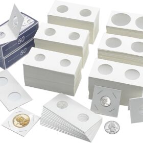 600 Pcs 2x2 Cardboard Coin Flips - 6 Assorted Sizes Mylar Holders for Penny, Nickel, Dime, Quarter, Dollar - Archival Safe Coin Collection Supplies
