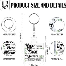 Bulk Employee Appreciation Gifts – Teamwork Puzzle Piece Acrylic Keychains – Unique Thank You Gifts for Staff, Coworkers, & Office Teams