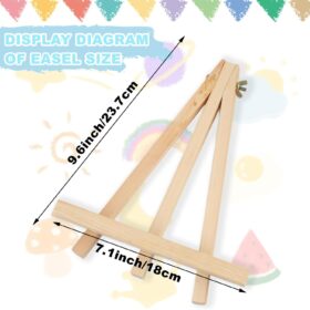 4-Pack 9 Inch Mini Wood Easels – Portable Tripod Display Stands for Tabletop Painting, Photos, Signs & Event Decor