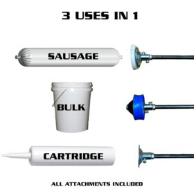 Newborn 620AL-Green 18:1 Thrust Round Rod Caulk Gun – 20 oz. Sausage & Bulk Capacity Aluminum Barrel with Accessories