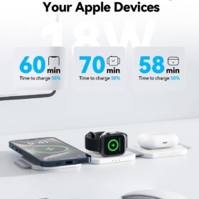 3-in-1 Foldable Magnetic Wireless Charging Station for Apple – Fast Charger Dock for iPhone 17/16/15, Apple Watch, & AirPods