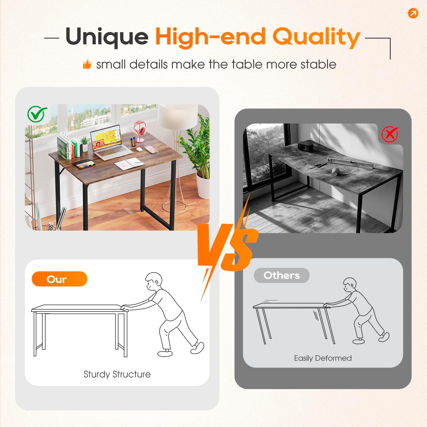 PayLessHere 32-Inch Modern Home Office Computer Desk | Sturdy Steel Frame, Water-Resistant Brown Finish | Space-Saving Study & Writing Table for Small Apartments & Dorms