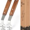 Onlyfire Stainless Steel Grate Lifter Tool – 2-Pack Heavy Duty Grill Gripper with Wooden Handle for Cast Iron & BBQ Grates