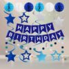 Blue Birthday Party Decorations Kit – Premium Honeycomb Balls, Swirls & Banner Set for Men, Women, Boys & Girls