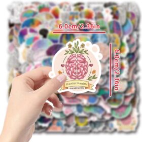 120 Pcs Waterproof Brain Stickers for Water Bottles, Laptops & Scrapbooking – Vinyl Decal Pack