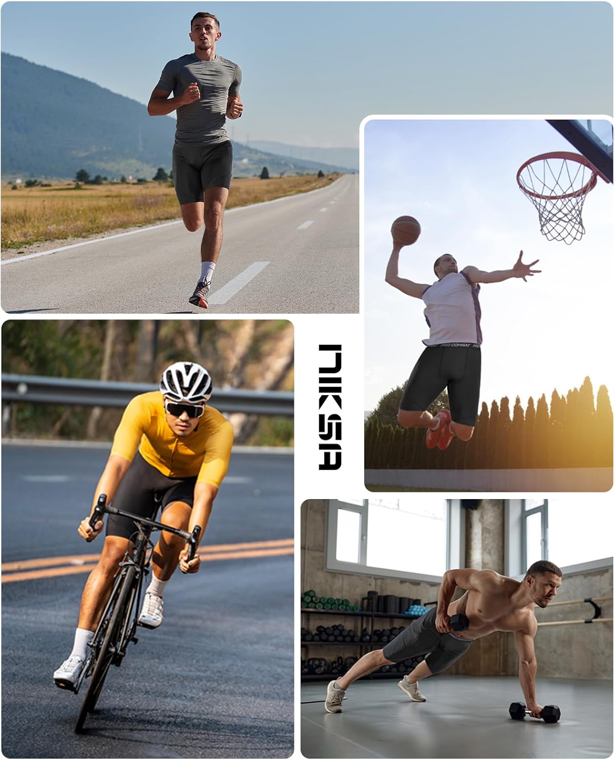 Niksa Men's Performance Compression Shorts with Pockets – Ultra-Stretch Spandex Athletic Running Underwear