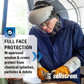 Sellstrom Advantage Series Face Shield with Ratchet Headgear - ANSI Z87.1 Certified Safety Mask for Grinding, Cutting, and Industrial Work