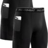 Niksa Men's Performance Compression Shorts with Pockets – Ultra-Stretch Spandex Athletic Running Underwear