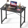 NEWBULIG 31.5 Inch Small Computer Desk - Modern Home Office Writing Table with Sturdy Metal Frame, Scratch-Resistant Wood Top for Study & Work (Black)