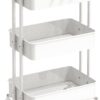 Simple Houseware 3-Tier Heavy-Duty Rolling Utility Cart - Metal Wire Storage Organizer with Lockable Wheels, White