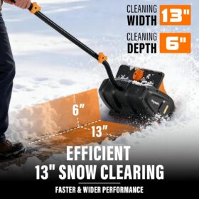 HEYWORK Cordless Snow Shovel, 20V Battery Powered Snow Thrower with Dual 4.0Ah Batteries and Charger, 13-Inch Electric Snow Blower with Adjustable Chute and Directional Plate