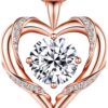 Beam & Bask 2-3 Ct Moissanite Heart Necklace for Women - 18K Gold Plated 925 Sterling Silver Romantic Heart Pendant Jewelry Gift for Wife, Girlfriend & Mom