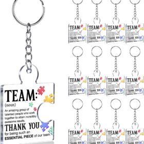 Employee Appreciation Gifts Bulk Set – Acrylic 'Together We Make a Team' Puzzle Keychains for Staff, Coworkers & Christmas Gifts