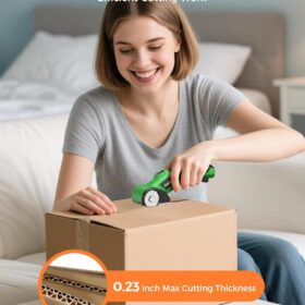 4V Cordless Electric Box Cutter – Rechargeable Cardboard Scissors with Upgraded Motor, LED Light & Safety Lock for Heavy-Duty Packaging, Craft & DIY Cutting