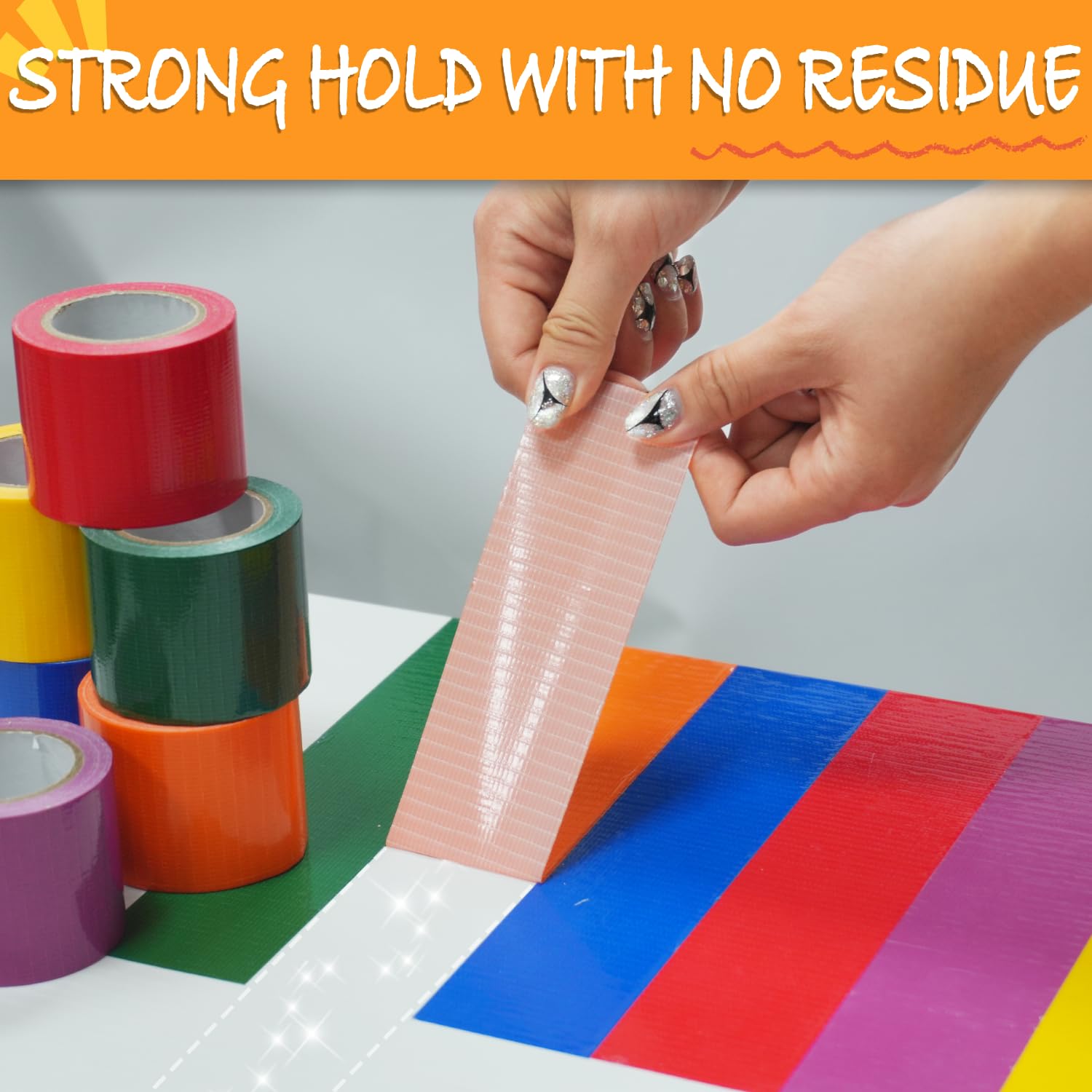 SWRT 6-Pack Rainbow Colored Duct Tape – Heavy Duty, Waterproof & Tearable Multi-Pack for DIY Arts & Crafts, Home Repairs, and Outdoor Use