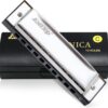 East top Diatonic Harmonica in C – Professional 10 Hole Blues Harp with Stainless Steel Cover & ABS Comb – Includes Zipper Case and Cleaning Cloth for All Skill Levels